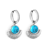 Boucles d'oreilles puces demi-cercle bleu turquoise