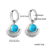 Boucles d'oreilles puces demi-cercle bleu turquoise