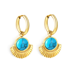 Pendientes semicirculares azul turquesa