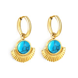 Boucles d'oreilles puces demi-cercle bleu turquoise