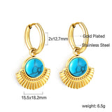 Boucles d'oreilles puces demi-cercle bleu turquoise