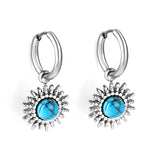 Boucles d'oreilles soleil bleu turquoise