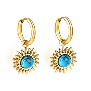 Boucles d'oreilles soleil bleu turquoise