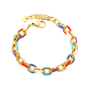 Thick 2*W7.7*H11mm Mixed Color Drops Accessories Buckle Bracelet 17+3+6mm Round Tail Plaque Golden