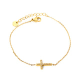 10*15mm Cross CNC White Zirconia Accessories Bracelet 17+3cm+6mm Round End Tag Gold Color