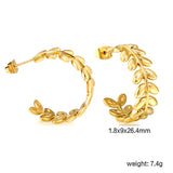 C-shaped leaf earrings 1.8*W9*H26.4mm gold color