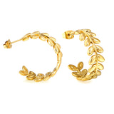 C-shaped leaf earrings 1.8*W9*H26.4mm gold color