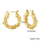 Round uneven with five 2.4mm white pearl earrings 4.7*23.5mm gold color