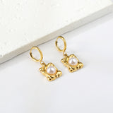 2x13mm circle with rectangular special shape with white pearl stud earrings