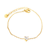 6*7mm Heart with White Zirconium Accessories Bracelet 17+3cm+6mm Round End Plaque Gold Color