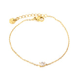 6*4mm oval with white zirconium bracelet 17+3cm+6mm round end tag gold color