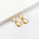 2x13mm circle with half oval white shell stud earrings