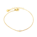 7.3*3mm horse-eye bracelet with white zirconium fittings 17+3cm+6mm round end tags gold color