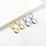 2x13mm circle with half oval white shell stud earrings