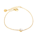 5.3mm Round with White Zirconium Accessories Bracelet 17+3cm+6mm Round End Plaque Gold Color