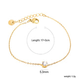 5.3mm Round with White Zirconium Accessories Bracelet 17+3cm+6mm Round End Plaque Gold Color