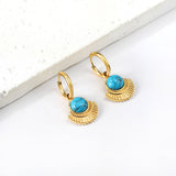 Blue turquoise semicircle stud earrings