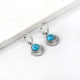 Boucles d'oreilles puces demi-cercle bleu turquoise