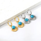 Boucles d'oreilles puces demi-cercle bleu turquoise