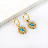 Blue Turquoise Oval Stud Earrings