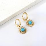 Boucles d'oreilles soleil bleu turquoise