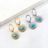 Boucles d'oreilles soleil bleu turquoise