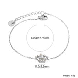 11.3*8.3mm Crown Sticky White Zirconium Circle Accessory Bracelet 17+3cm+6mm Round End Tag