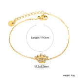 11.3*8.3mm Crown Sticky White Zirconium Circle Accessory Bracelet 17+3cm+6mm Round End Tag