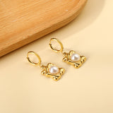 2x13mm circle with rectangular special shape with white pearl stud earrings