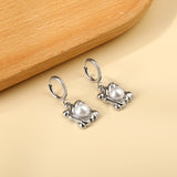 2x13mm circle with rectangular special shape with white pearl stud earrings