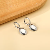 2x13mm circle with half oval white shell stud earrings