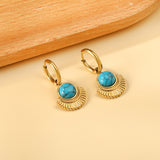 Boucles d'oreilles puces demi-cercle bleu turquoise