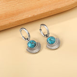 Boucles d'oreilles puces demi-cercle bleu turquoise