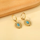 Blue Turquoise Oval Stud Earrings