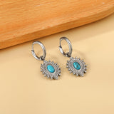 Blue Turquoise Oval Stud Earrings