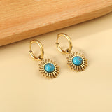 Boucles d'oreilles soleil bleu turquoise