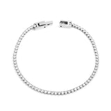 2mm/3mm Round White/Black Crystal Zirconia 17cm Clasp Bracelet Steel/Golden