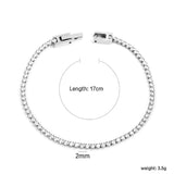 2mm/3mm Round White/Black Crystal Zirconia 17cm Clasp Bracelet Steel/Golden