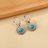 Boucles d'oreilles soleil bleu turquoise