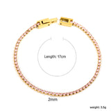 2mm/3mm round purple/pink/mixed/black crystal/white zirconium clasp bracelet 17cm steel/gold color