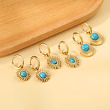 Blue turquoise semicircle stud earrings