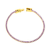 2mm/3mm round purple/pink/mixed/black crystal/white zirconium clasp bracelet 17cm steel/gold color