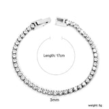 2mm/3mm Round White/Black Crystal Zirconia 17cm Clasp Bracelet Steel/Golden