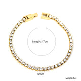 2mm/3mm Round White/Black Crystal Zirconia 17cm Clasp Bracelet Steel/Golden