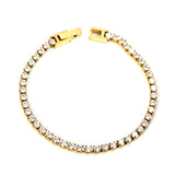 2mm/3mm Round White/Black Crystal Zirconia 17cm Clasp Bracelet Steel/Golden