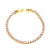 2mm/3mm round purple/pink/mixed/black crystal/white zirconium clasp bracelet 17cm steel/gold color