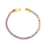 2mm/3mm round purple/pink/mixed/black crystal/white zirconium clasp bracelet 17cm steel/gold color