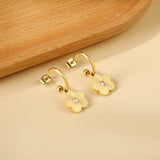 Aretes de medio círculo con diamantes blancos en forma de flor de durazno de 2x16 mm