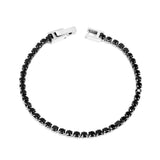 2mm/3mm Round White/Black Crystal Zirconia 17cm Clasp Bracelet Steel/Golden