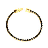 2mm/3mm Round White/Black Crystal Zirconia 17cm Clasp Bracelet Steel/Golden